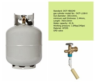 108L dot lpg propane/liquefied petroleum gas cylinder for cooking