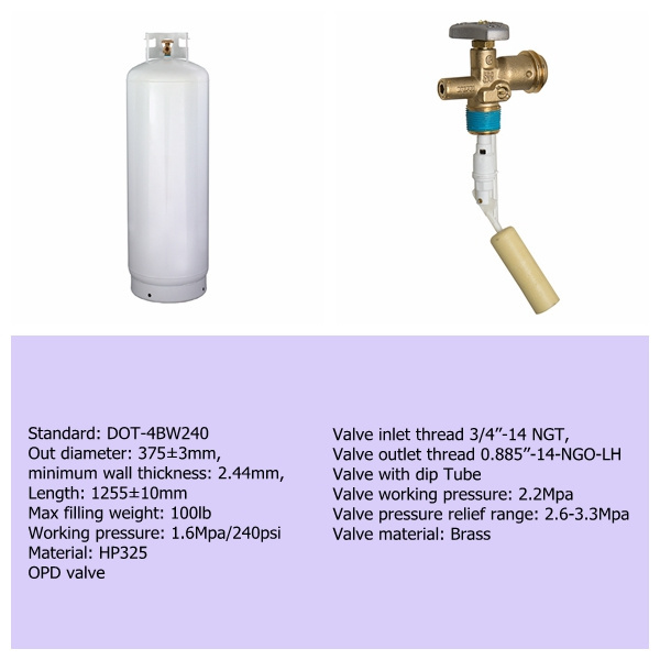 DOT4BW standard 20 gallon 100 pound propane tank for sale liquid propane