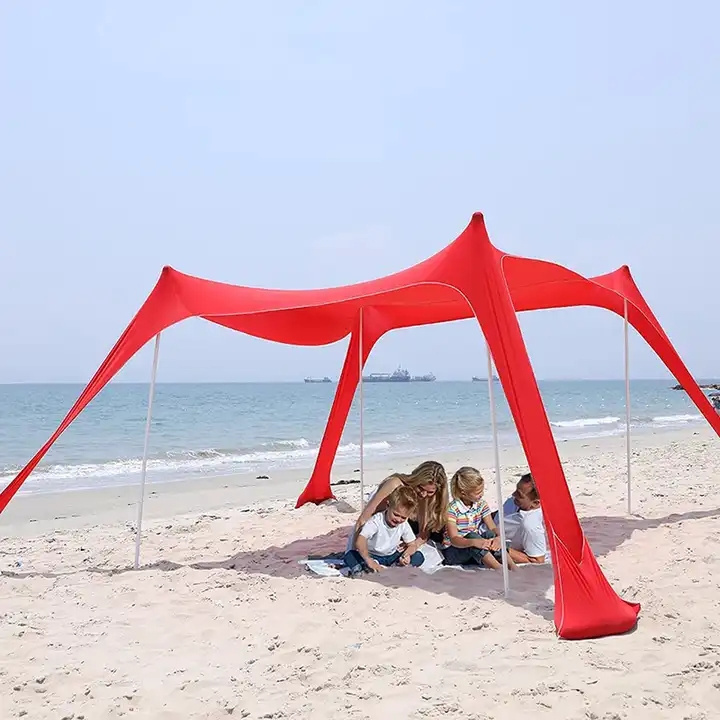 Wholesale New Beach Sun Shade with Sand Anchor Portable Canopy Sun Shelter Pop-up UV50 Fabric Beach Tent