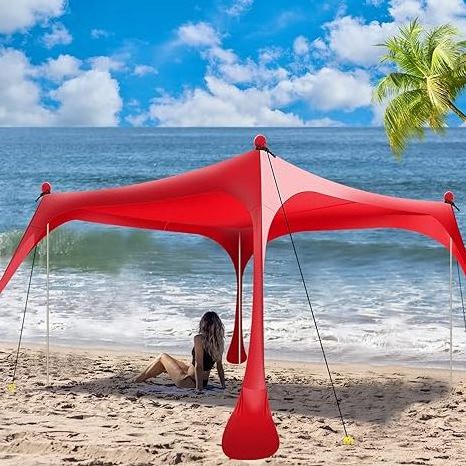 Wholesale New Beach Sun Shade with Sand Anchor Portable Canopy Sun Shelter Pop-up UV50 Fabric Beach Tent