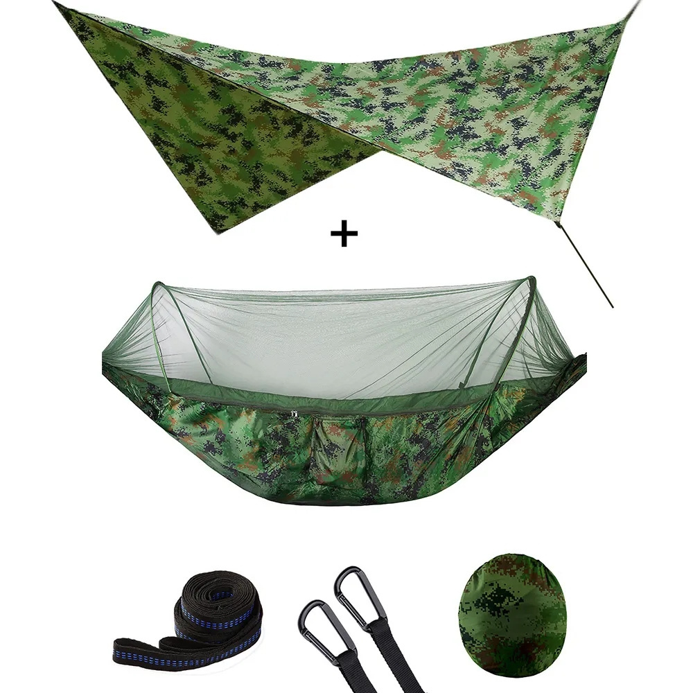 Quick Open Foldable Nylon Camping Hammock Multi-Color Swing And Hammock With Mosquito Net For Camping