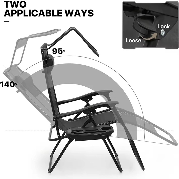 Easy Folding Lightweight Aluminium Beach Camping Lounge Chair Recliner Zero Gravity Outdoor Chair For Camping Furniture