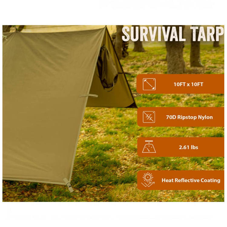 Camping Tent Sunshade Rain Fly Backpacking Tent Shelter Tarp Multipurpose Waterproof Coating Tent Tarp