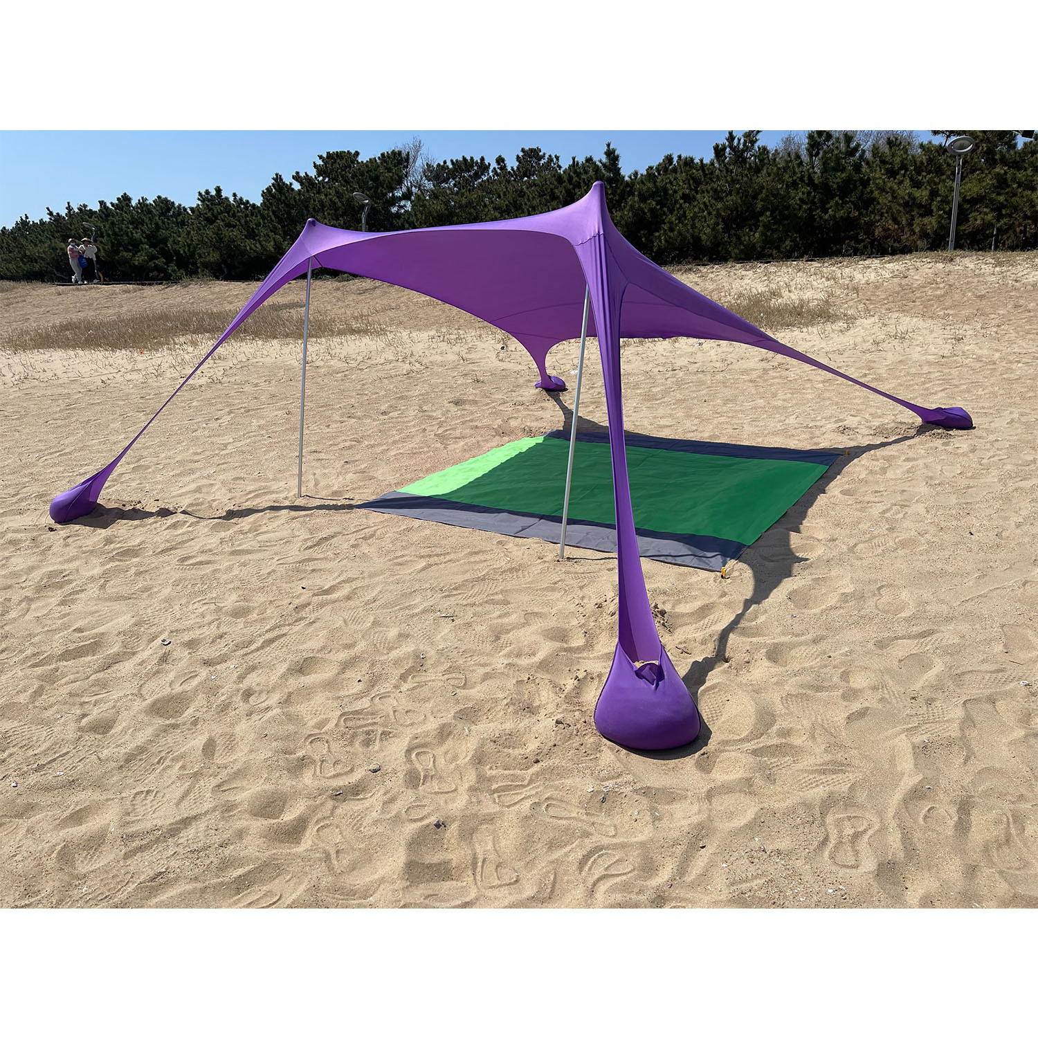 Pop Up Beach Tent and Beach Canopy Sun Shelter UPF50+ with Sand Shovel Ground Pegs Outdoor Sunshade for Camping Trips