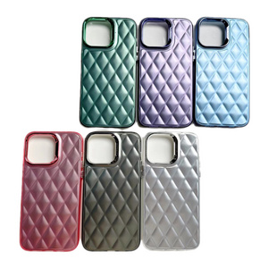 Multi Color TPU Phone Case for IP 15 14 13 12 11 Ins style glitter plaid phone case Electroplating Lens Protection Phone cover