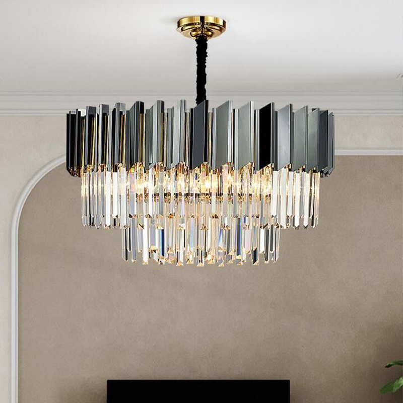 Modern Circular Crystal Led Pendant Lights Living Room Household k9 Luxury Crystal Chandelier Bedroom Gold Light Fixture