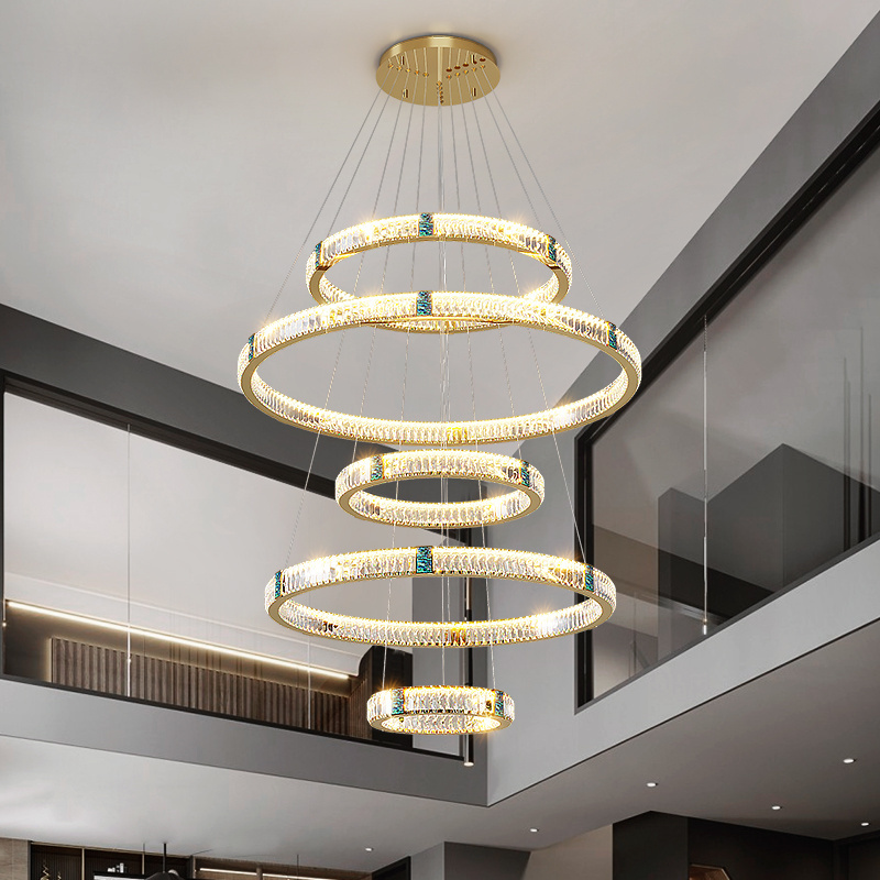 Project Pendant LED Modern Light New Chandeliers Villa Lighting Gold Entryway Foyer Crystal Chandelier Light Fixture