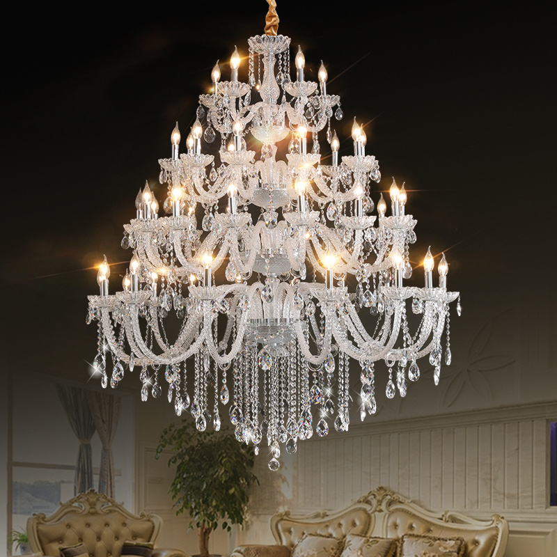 Long Crystal Chandelier Lights For Hotel Led Crystal Modern Chandelier Foyer Area Hanging Light Fixture Wedding Chandelier