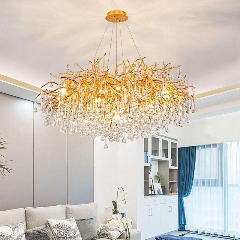 Glass Shade Rectangle Crystal Chandelier For Living Room Dining Room Candle Stick Chandeliers Rustic Hanging Light Fixture