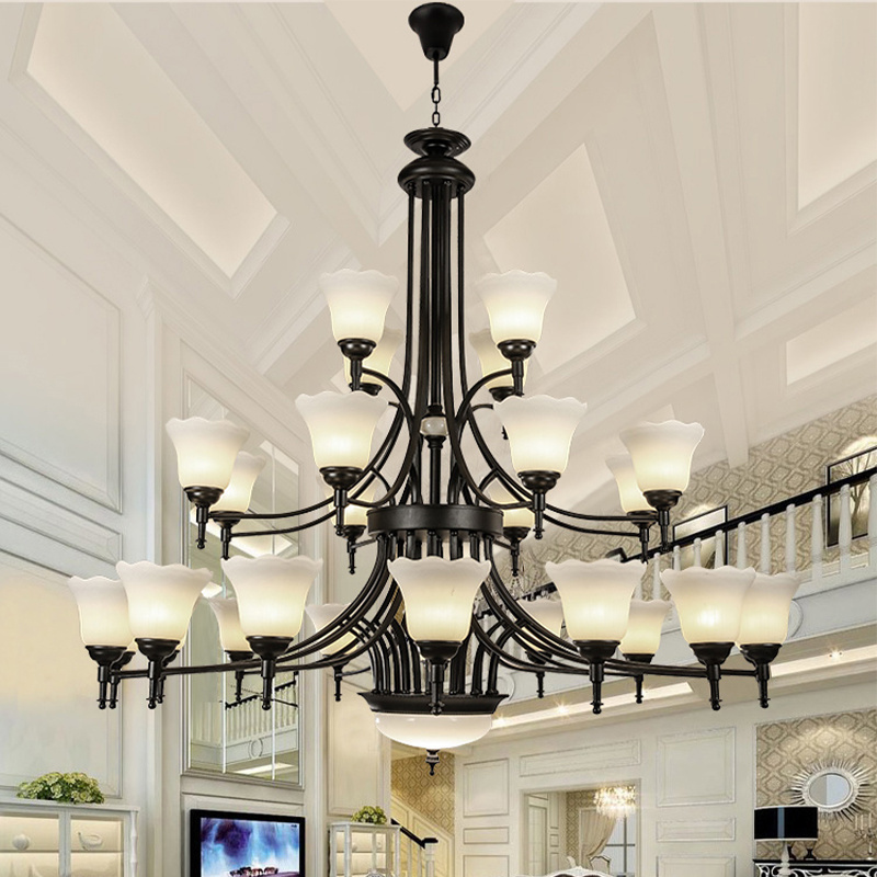 Extra Huge Foyer Chandelier Crystal  Hotel America Design Long Foyer Chandelier For Staircase Hanging Light Fixtures