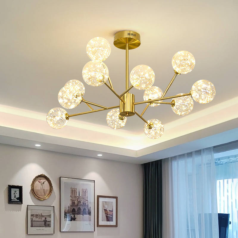 Glass LED Hanging Light Fixture Home Decorative Pendant Lamp Modern Chandelier For Small Living Room