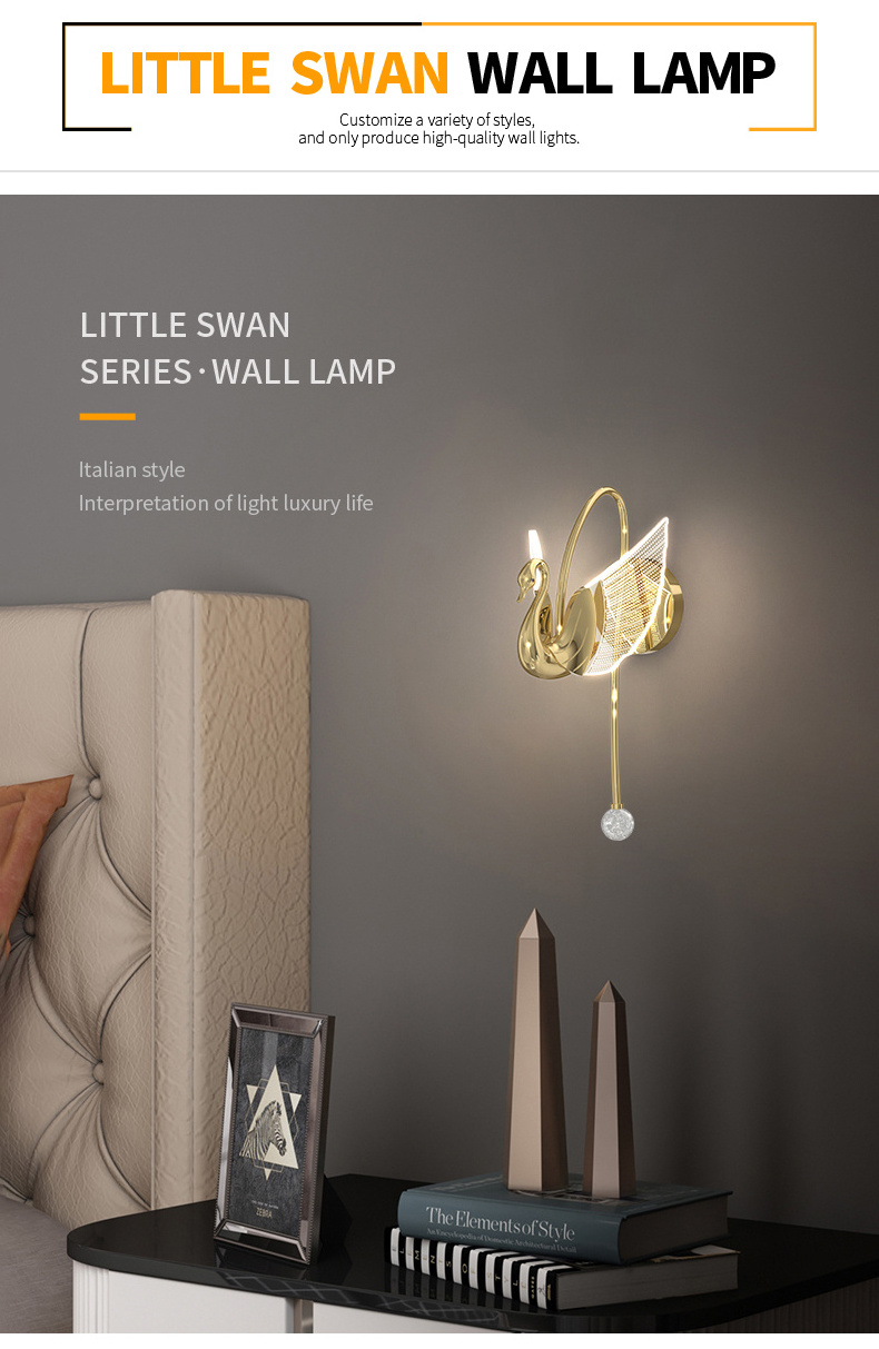 Nordic Luxury Dining Room Bedside Nordic Wall Lamp Swan Wall lamps Home Decor Modern LED Acrylic Wall Sconce