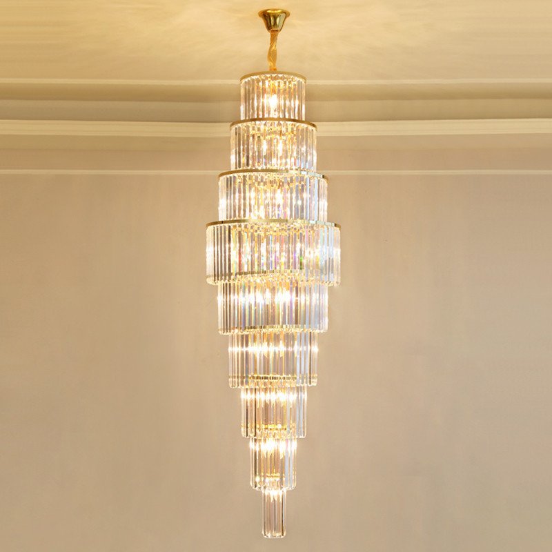 Modern Luxury Hotel Lobby Villa Staircase Chandelier Ceiling Large Gold Crystal Lamp Decorative Lighting Art light fixture