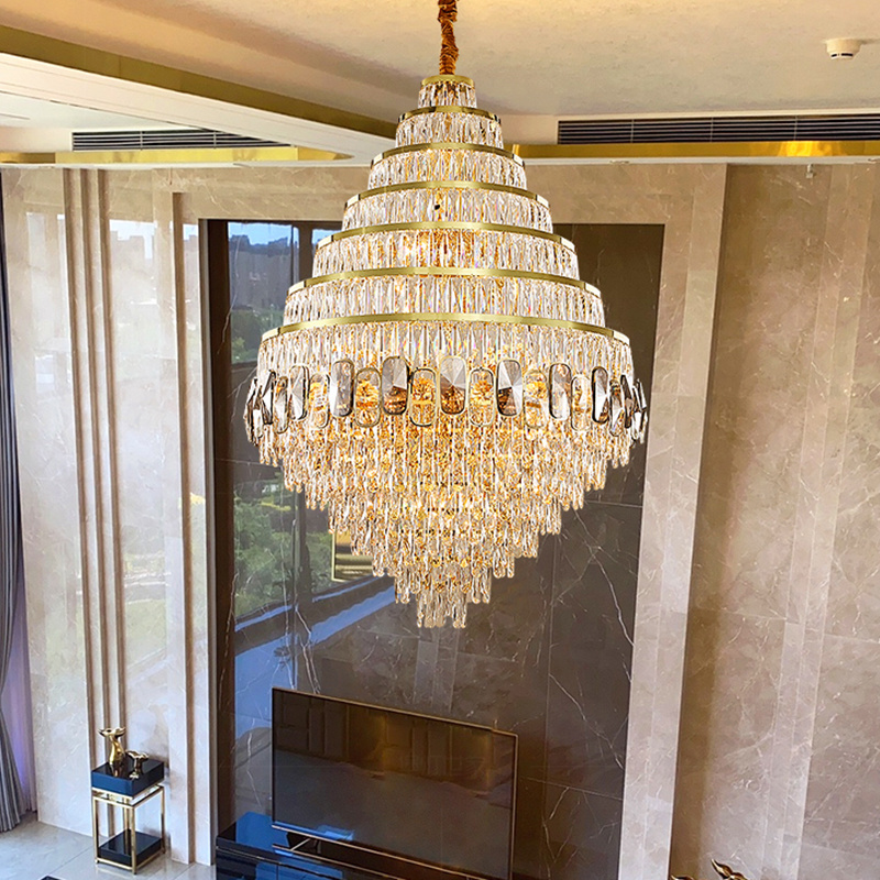 Modern Crystal Chandelier Crystal Customized Staircase Long Chandelier Crystal Light Living Room Luxury Chandelier Modern Hotel