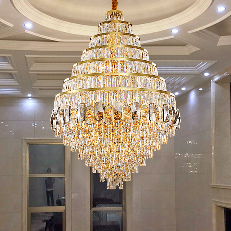 Modern Crystal Chandelier Crystal Customized Staircase Long Chandelier Crystal Light Living Room Luxury Chandelier Modern Hotel