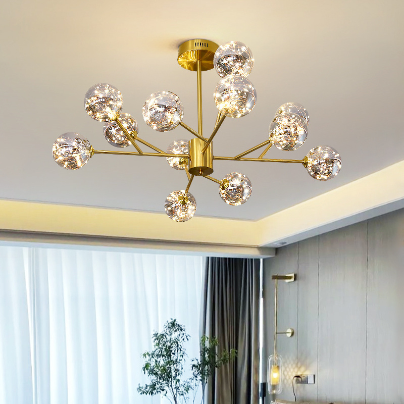 Glass LED Hanging Light Fixture Home Decorative Pendant Lamp Modern Chandelier For Small Living Room