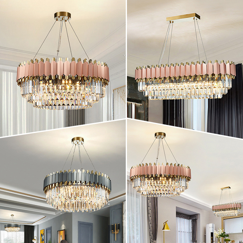 Luxury Modern Chandelier Rose Gold Pendant Light Round Creative Crystal Chandelier Lights Hanging Light Fixture