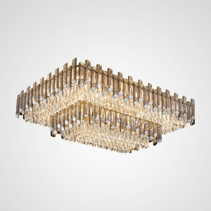 Rectangle Decorative Hanging Light Fixture Chandelier Crystal Modern Light Fixture Ceiling Flush Mount LED Ceiling Light Lamp