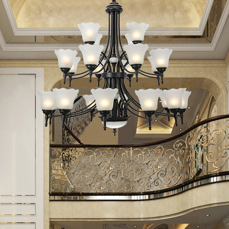 Extra Huge Foyer Chandelier Crystal  Hotel America Design Long Foyer Chandelier For Staircase Hanging Light Fixtures