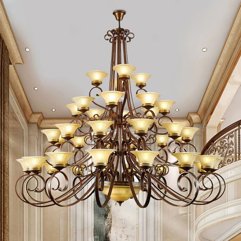 Extra Huge Foyer Chandelier Crystal  Hotel America Design Long Foyer Chandelier For Staircase Hanging Light Fixtures