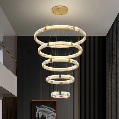 Gold Led Pendant Light Nordic Design Crystal  Modern Luminous Lamp Lighting Living Modern Ring Chandelier Led