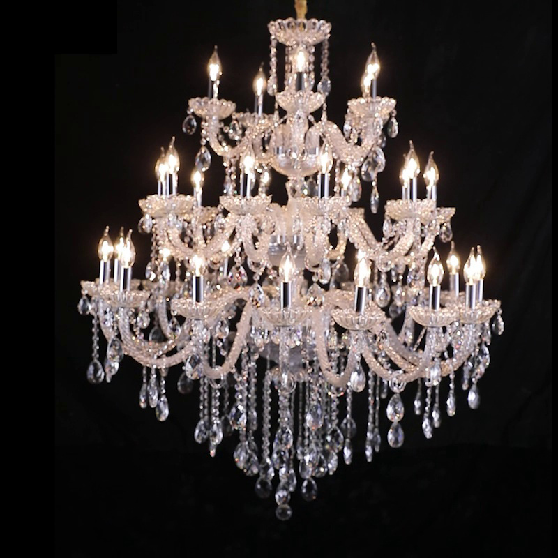 Factory Price Luxury Wedding Crystal chandeliers pendant light Modern Banquet Hall Clear Glass Decoration Hotel Lighting Fixture