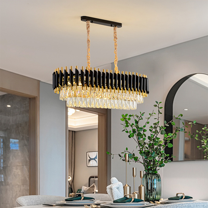 Zhongshan Top Lighting Manufacturer Big k9 Chrome Silver Luxury Modern Led Crystal Chandelier  Black Decoration Chandelier