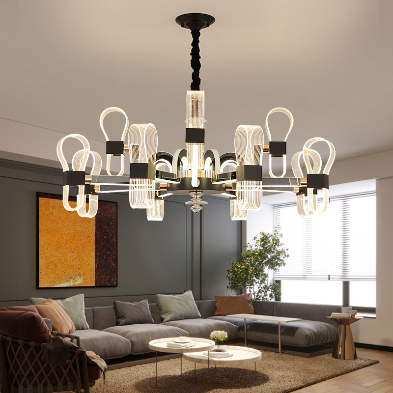 Modern European Luxury Pendant Lights Stainless Steel Acrylic Modern Unique Hanging Light Fixture for Home