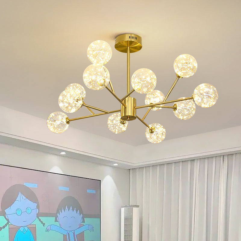 Glass LED Hanging Light Fixture Home Decorative Pendant Lamp Modern Chandelier For Small Living Room