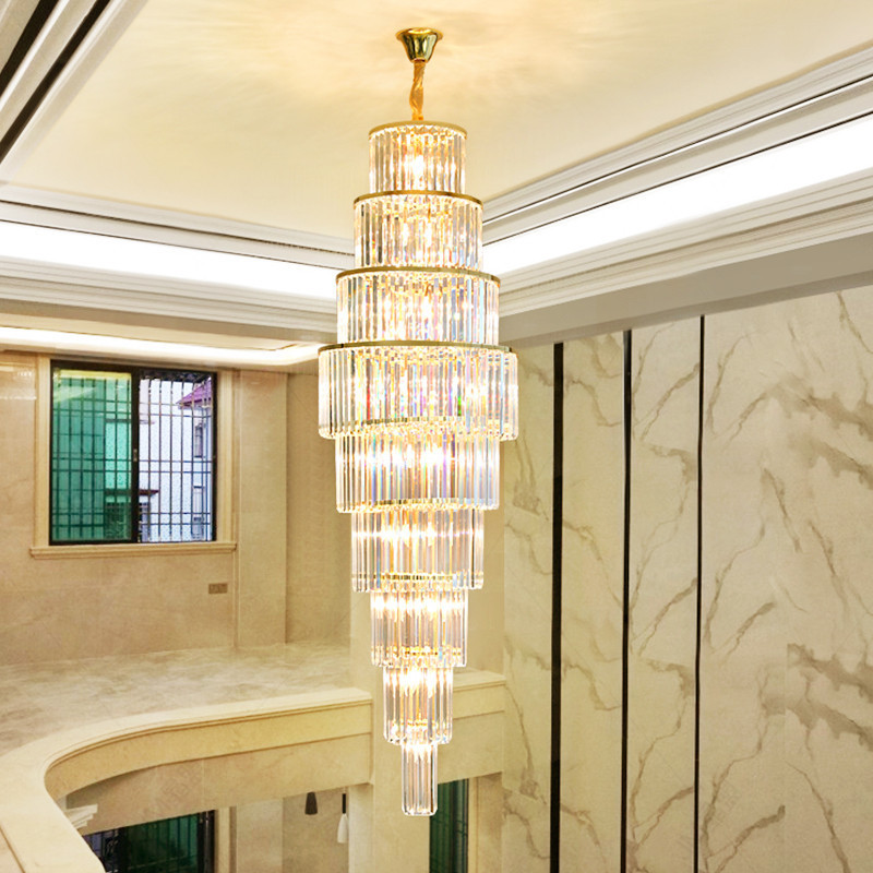 Modern Luxury Hotel Lobby Villa Staircase Chandelier Ceiling Large Gold Crystal Lamp Decorative Lighting Art light fixture