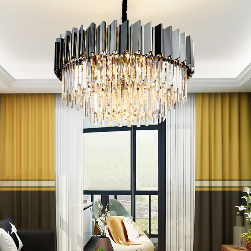 Modern Circular Crystal Led Pendant Lights Living Room Household k9 Luxury Crystal Chandelier Bedroom Gold Light Fixture