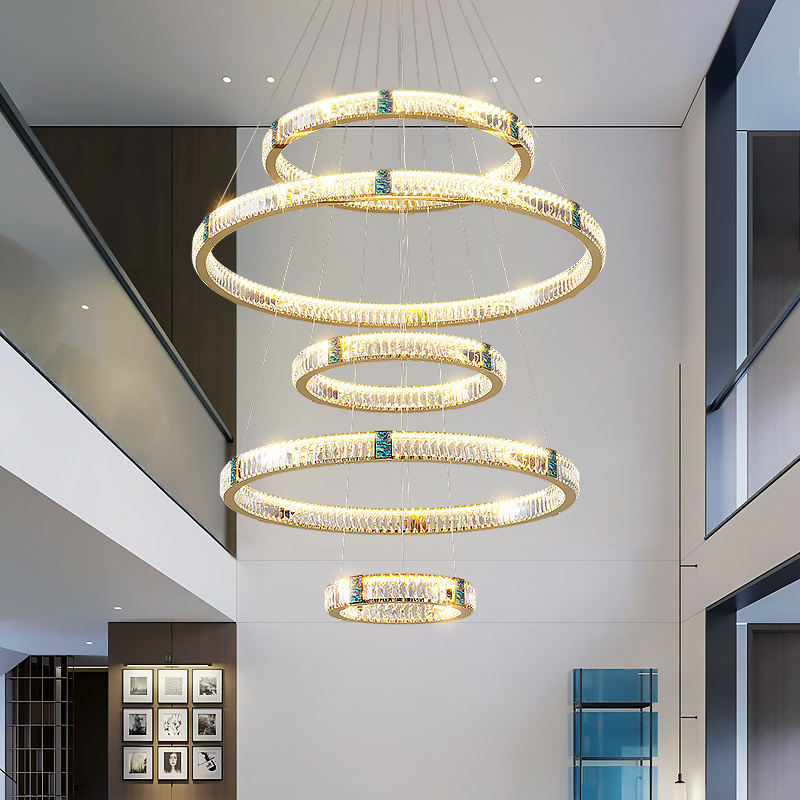 Project Pendant LED Modern Light New Chandeliers Villa Lighting Gold Entryway Foyer Crystal Chandelier Light Fixture