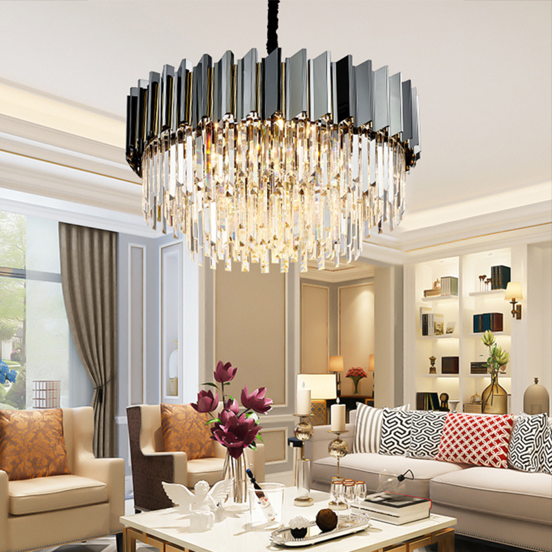 Modern Circular Crystal Led Pendant Lights Living Room Household k9 Luxury Crystal Chandelier Bedroom Gold Light Fixture