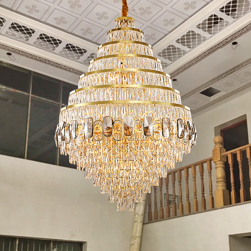 Modern Crystal Chandelier Crystal Customized Staircase Long Chandelier Crystal Light Living Room Luxury Chandelier Modern Hotel