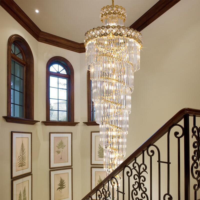 Large Chandelier For High Ceiling Modern Simple Luxury Crystal Pendant Light Villa Crystal Chandelier Modern For Living Room