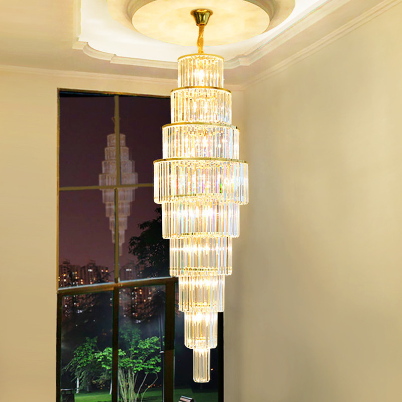 Modern Luxury Hotel Lobby Villa Staircase Chandelier Ceiling Large Gold Crystal Lamp Decorative Lighting Art light fixture