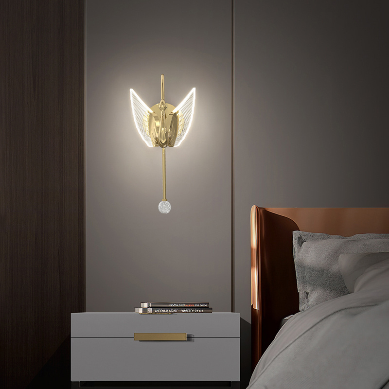 Nordic Luxury Dining Room Bedside Nordic Wall Lamp Swan Wall lamps Home Decor Modern LED Acrylic Wall Sconce