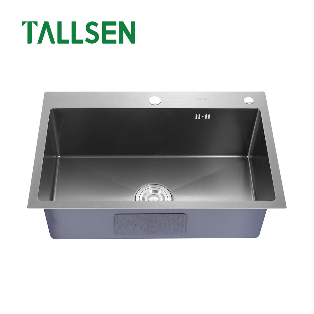 High value 304 stainless steel kitchen sinks handmade Single bowl black nano sink farm house sink