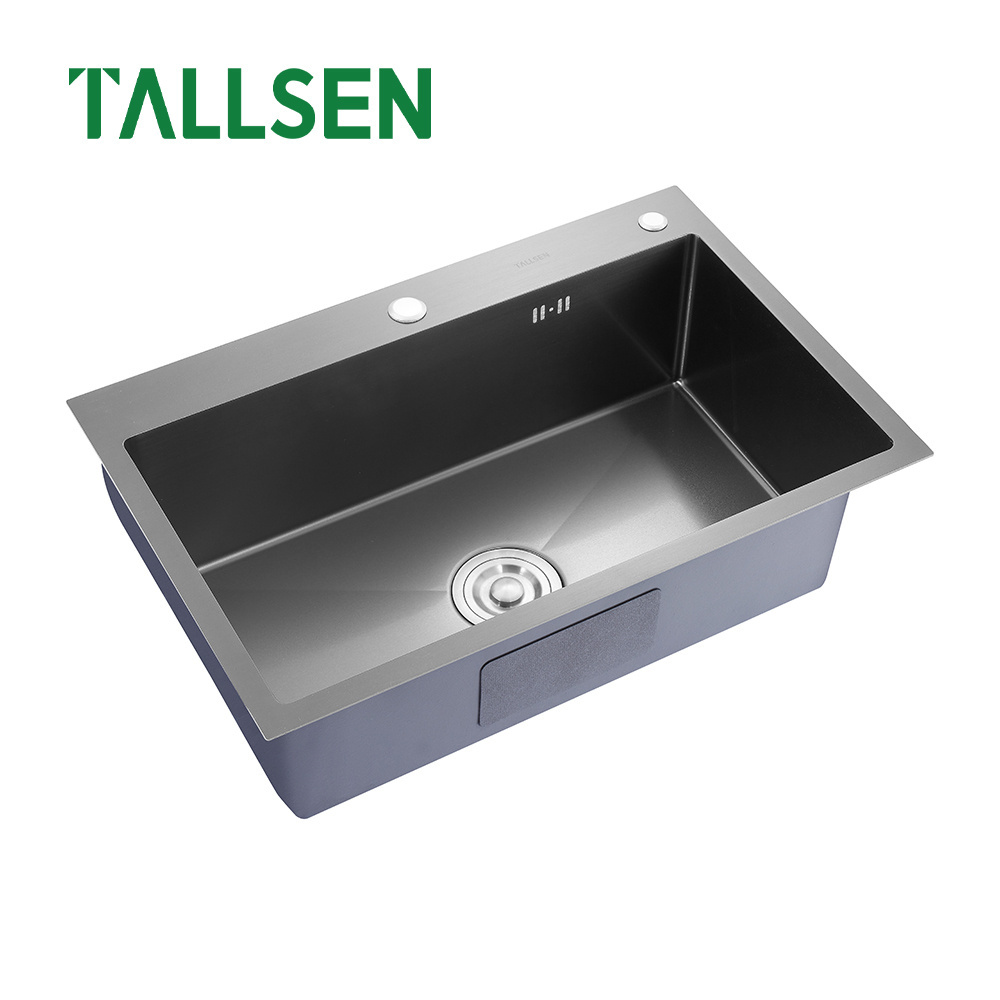 High value 304 stainless steel kitchen sinks handmade Single bowl black nano sink farm house sink