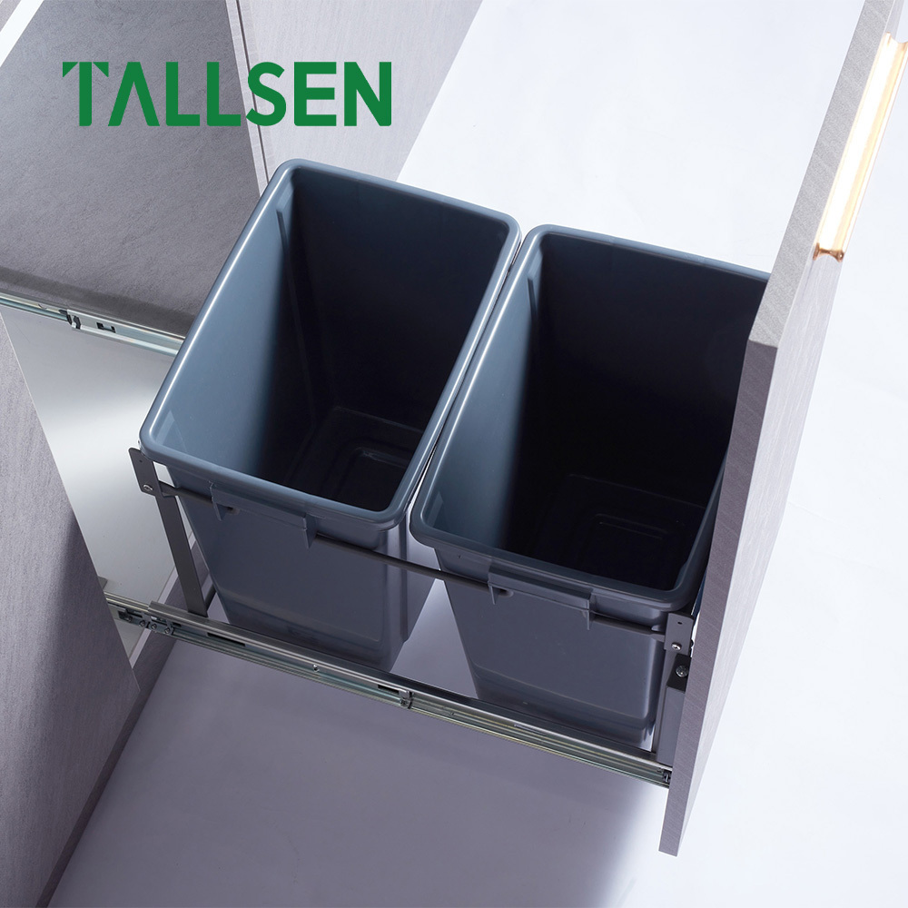 Kitchen cabinet Pull Out Waste bins Organizations Drawer hidden double bucket Type Trash Can