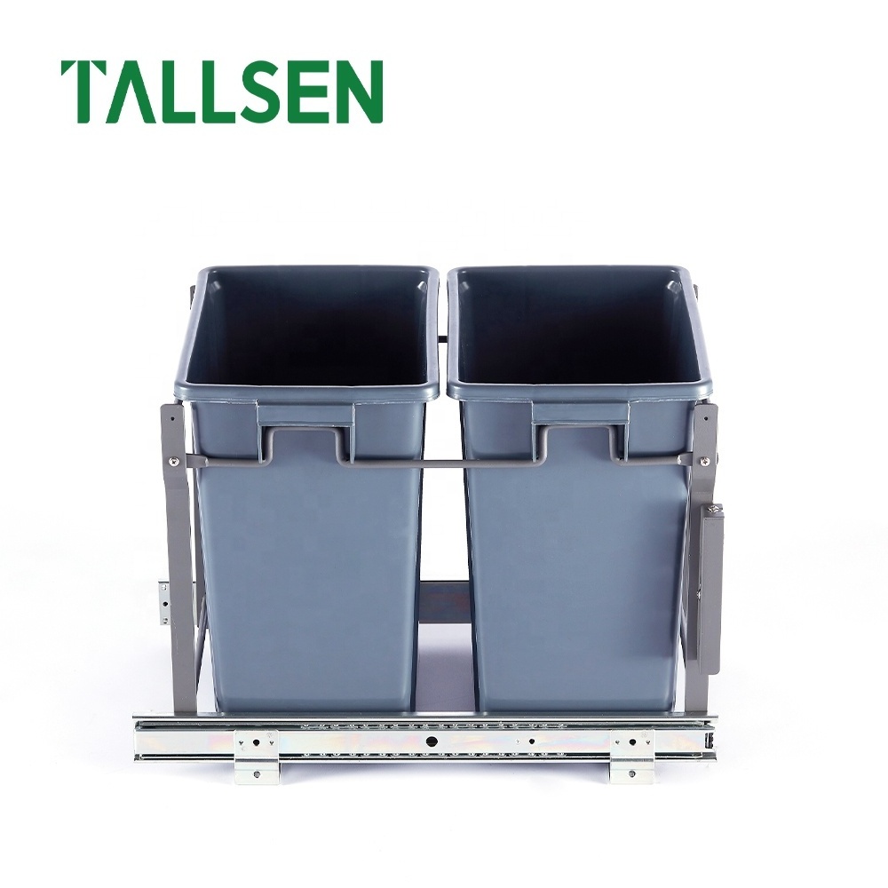 Pull Out Kitchen cabinet Waste bins Organizations Drawer hidden double bucket Type Trash Can