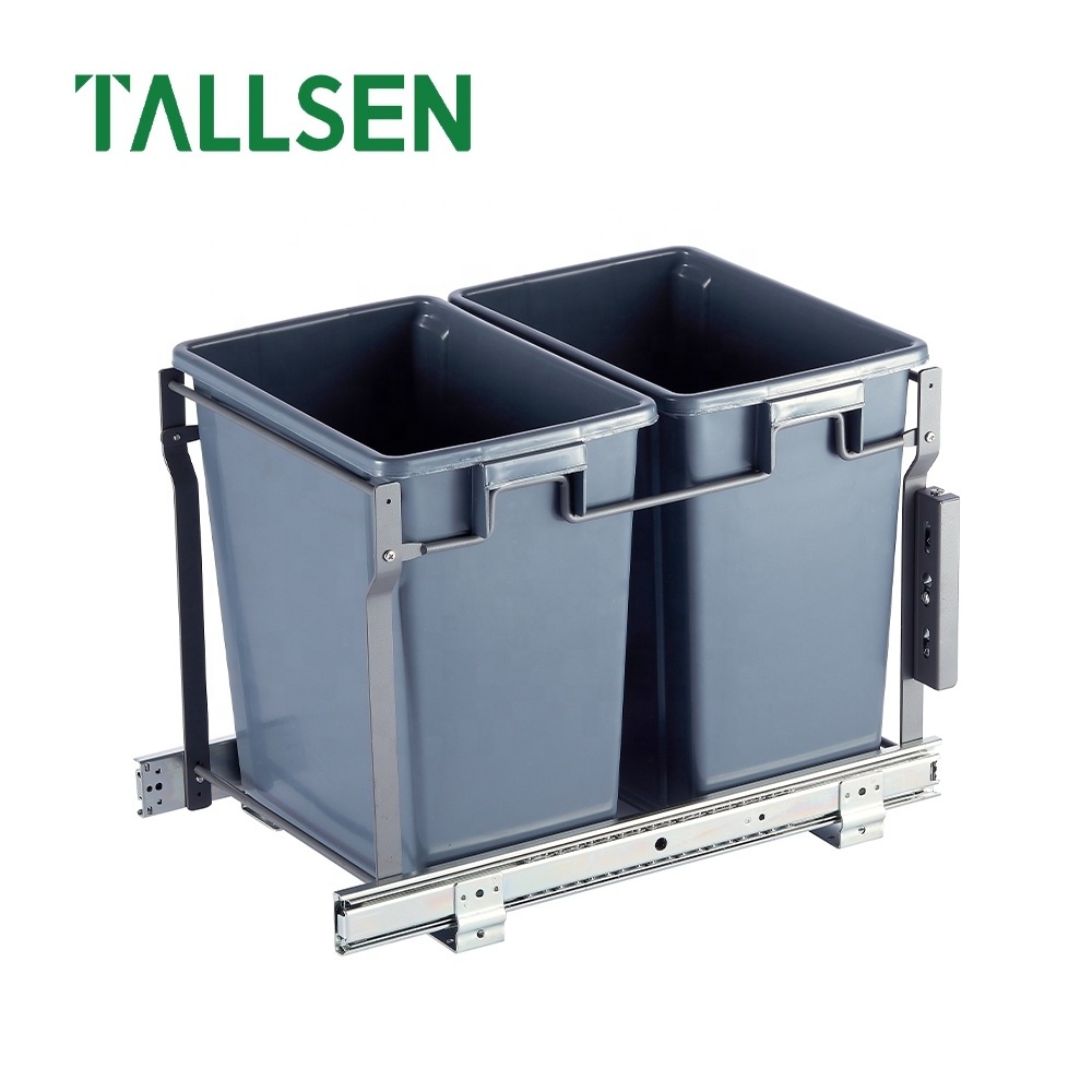 Pull Out Kitchen cabinet Waste bins Organizations Drawer hidden double bucket Type Trash Can