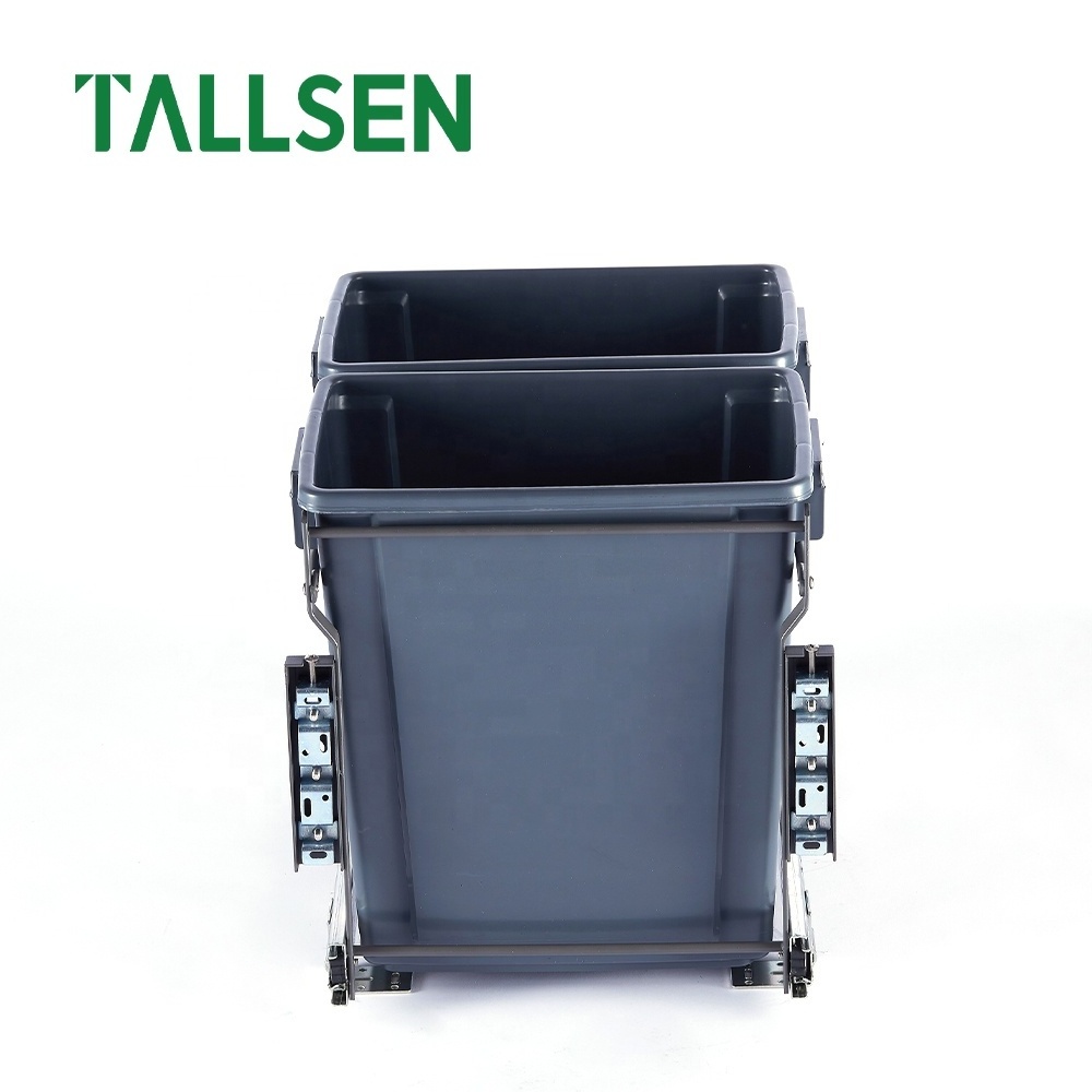 TALLSEN Kitchen cabinet Pull Out Waste bins Organizations Drawer hidden double bucket Type Trash Can