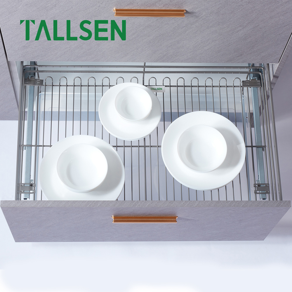 kitchen pull out cabinet organizer drawer sliding Soft stop three side bowl Rack wire basket