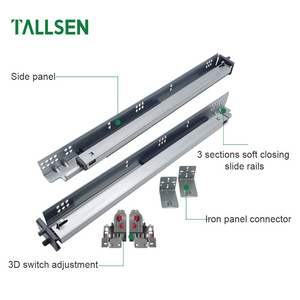 USA type 21" inch American wholesale full extension soft close push to open telescopic  3d  undermount drawer slides