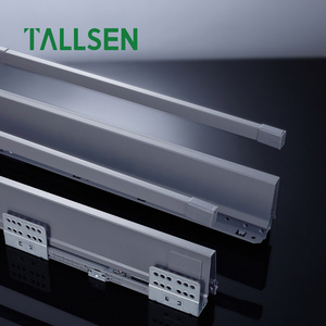 TALLSEN High Quality Wholesale Kitchen Cabinet Hardware Soft Close Slim Box Drawer Slide with Glass