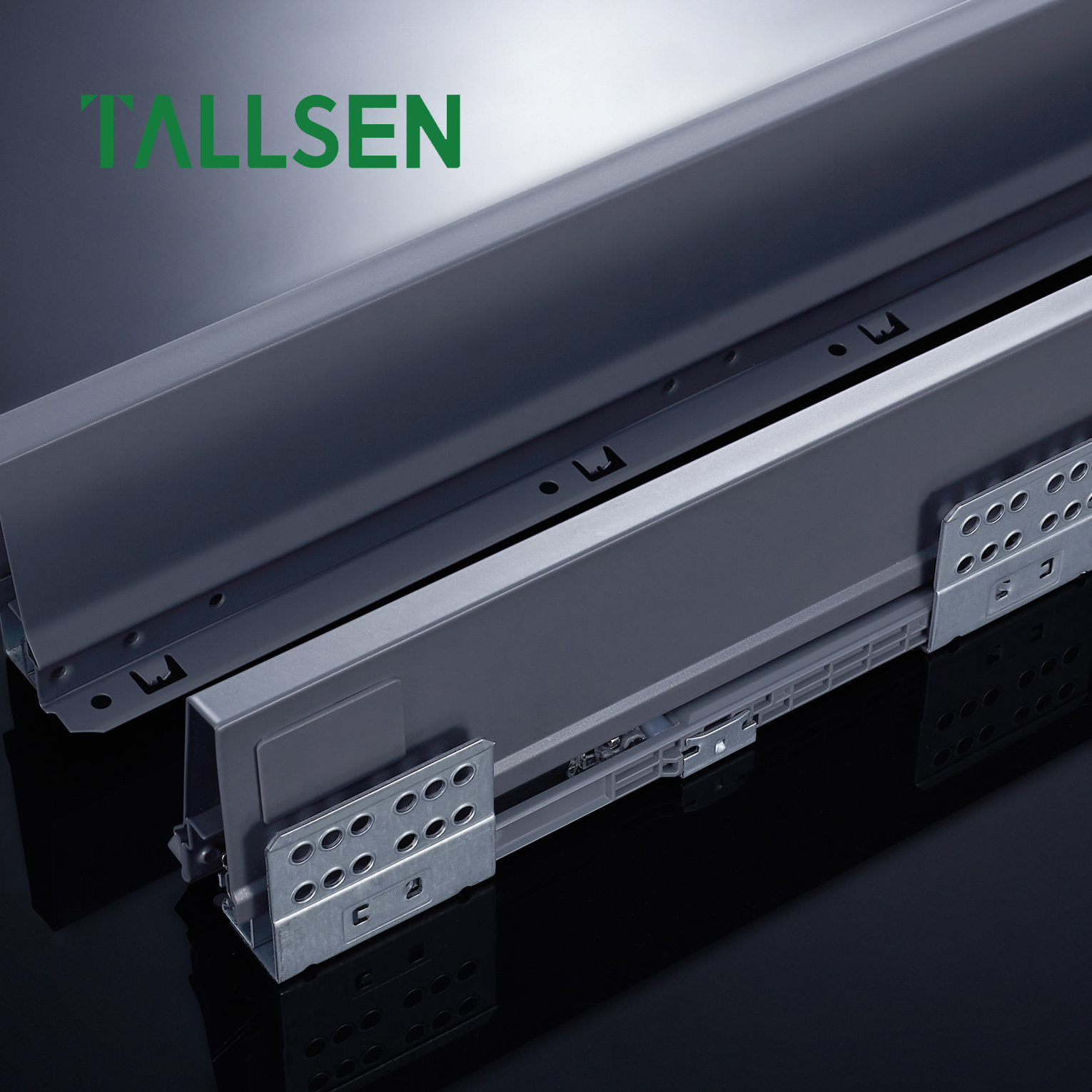 TALLSEN High Quality Wholesale Kitchen Cabinet Hardware Soft Close Slim Box Drawer Slide with Glass