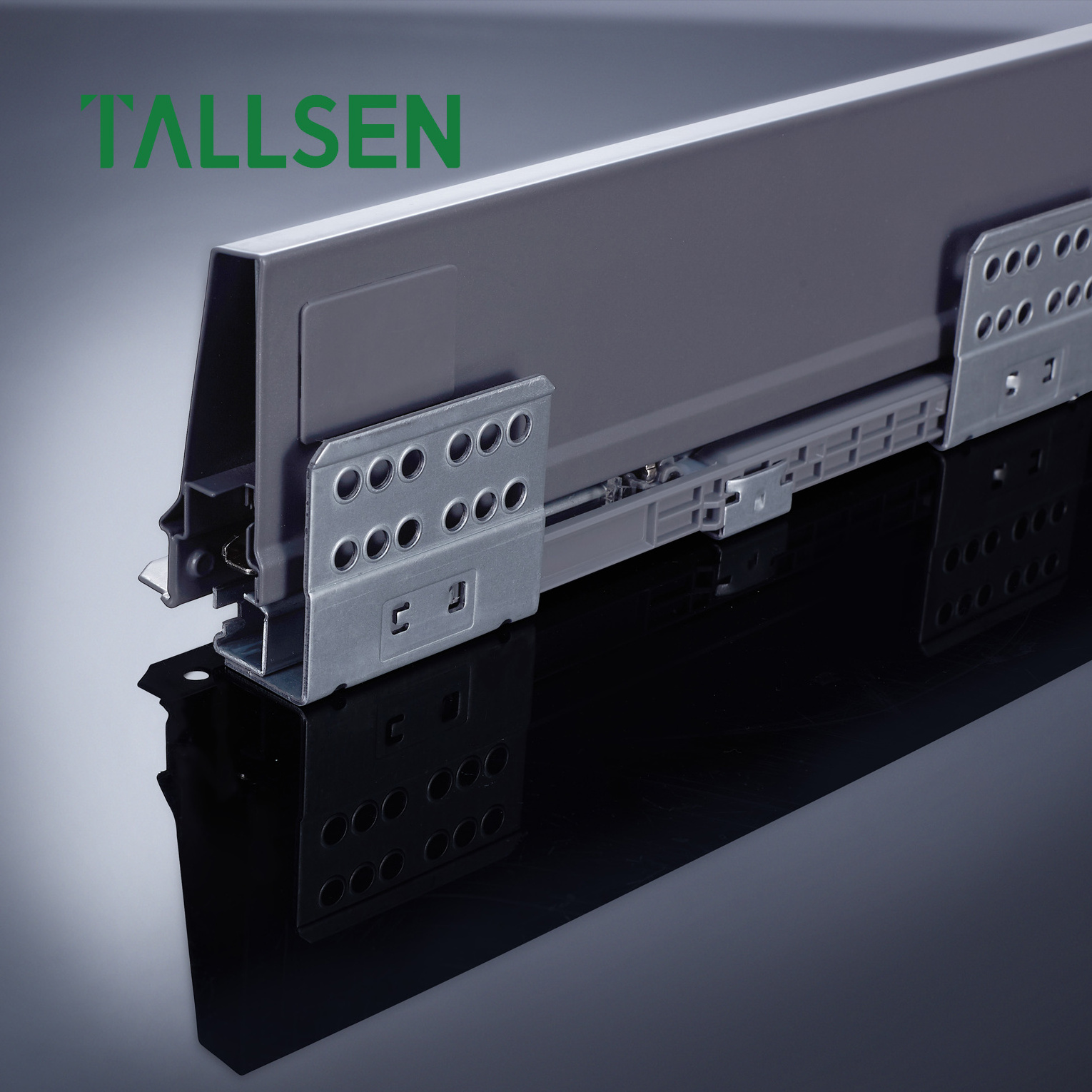 TALLSEN High Quality Wholesale Kitchen Cabinet Hardware Soft Close Slim Box Drawer Slide with Glass