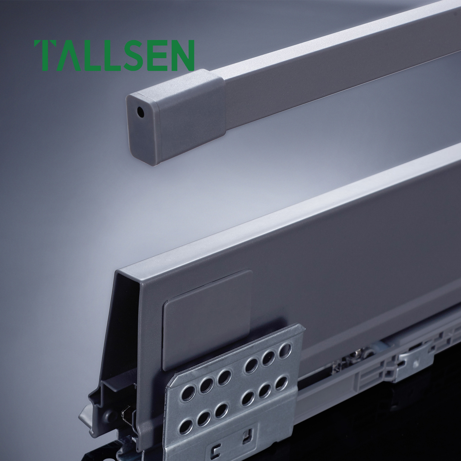 TALLSEN High Quality Wholesale Kitchen Cabinet Hardware Soft Close Slim Box Drawer Slide with Glass