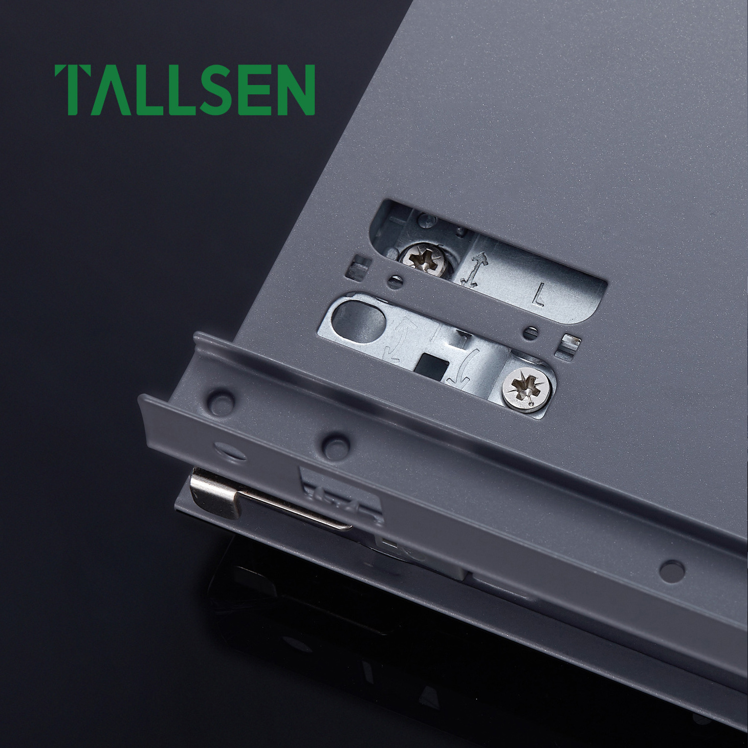 Tallsen High Quality Soft Close Push To Open  Cabinet Kitchen Slim Box Stainless Metal Drawer Slide System With Glass